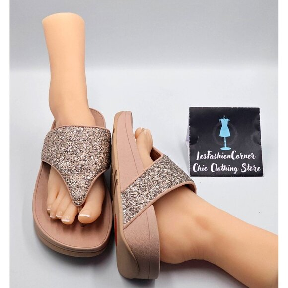 FitFlop Women's Blush Olive Glitter Mix Toe-Post Slip-Ons Sandals Size 11 2532 - Picture 10 of 16